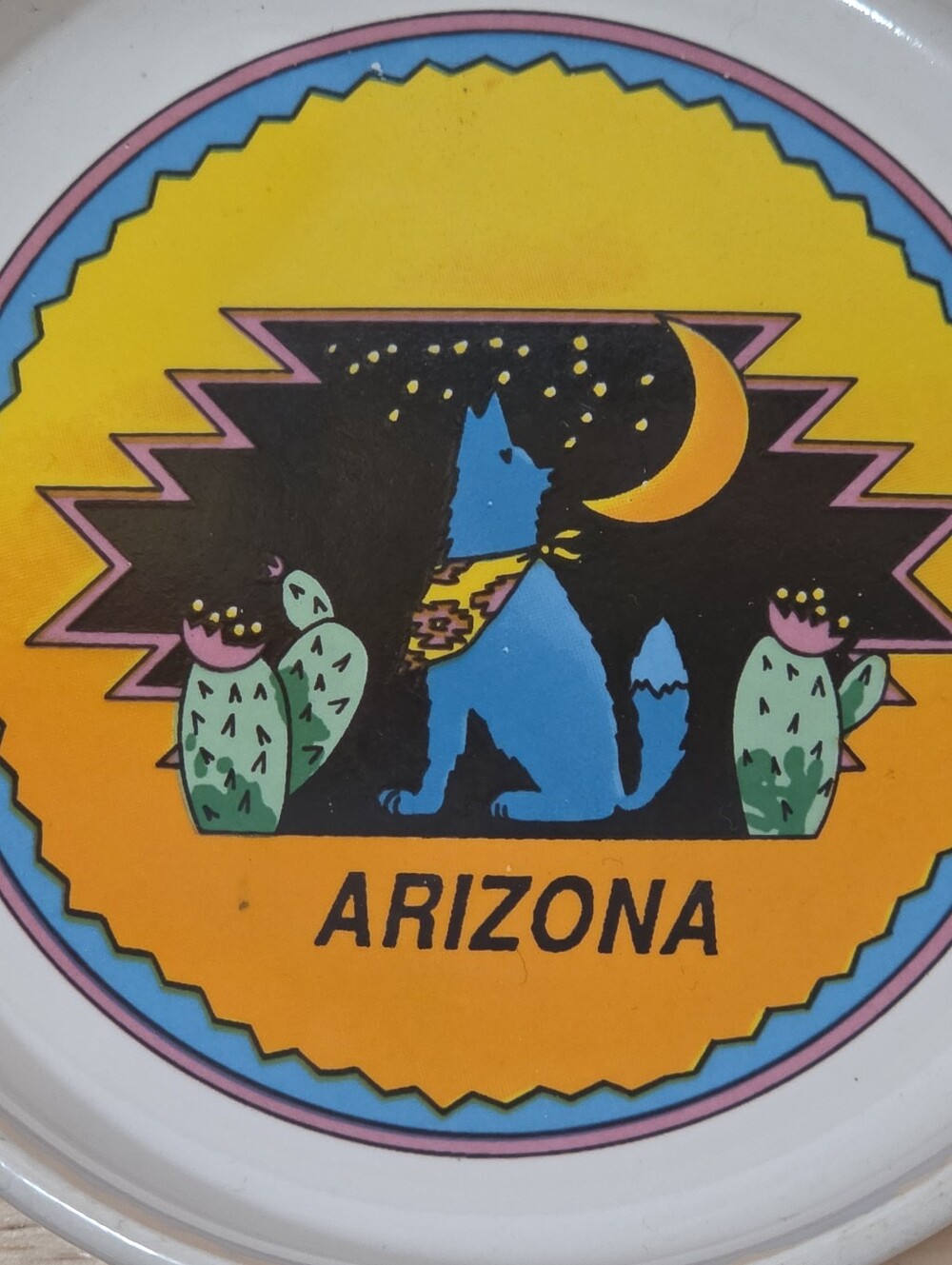 Vintage Arizona Southwestern Souvenir 4" Round Ceramic Ashtray Tobacciana - Picture 3 of 5